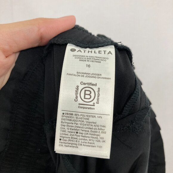 Athleta Savannah Joggers Pants in Black Size 16 Paperbag Waist Sleek Athleisure - Picture 3 of 9